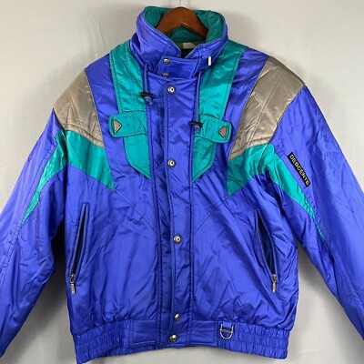 Vtg Descente Jacket  Sz LG Blue Retro Ski Snowboarding Snow Outdoor Parka Coat