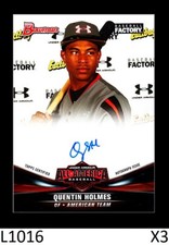 1-2016 BOWMAN BASEBALL FACTORY UNDER ARMOUR AUTO QUENTIN HOLMES INDIANS /199 QTY