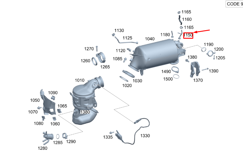 Conduite de pression du système d'échappement MERCEDES-BENZ GLE W167 A6541403103