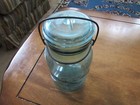 Vintage Atlas E Z Seal QUART Aqua Mason Jar with Wire Bail Glass Lid GC — photo 9
