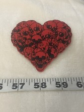 Skull Heart Red And Black Love Horror Embroidered Iron On Patch New