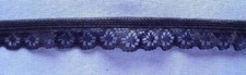 13mm Black Gathered Nylon Lace Edging x 2 metres
