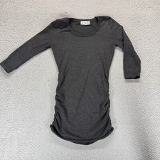 Pink Republic Womens Dress Long Sleeve Charcoal Gray Petite Ruched Sides Size M