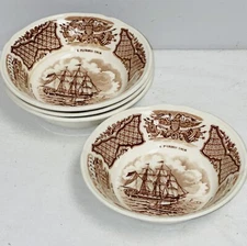 4 Alfred Meakin FAIRWINDS SHIPS BROWN 5 1/4" DESSERT BOWLS