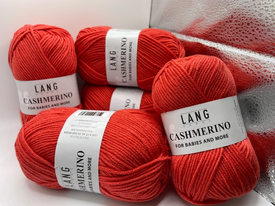 LOT of 5 Lang Cashmerino Yarn #029 Melon Sport Weight 50gr 136yds ea 680yd total - Image 2 of 4