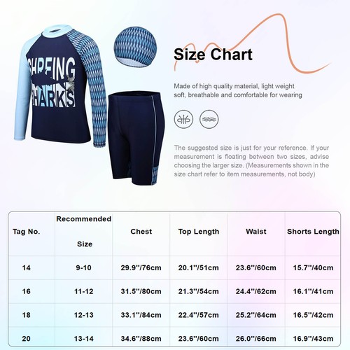 Boys Outfits Seaside Swimsuit Summer Tracksuits Zip Up Wetsuit Swim Cap UPF50+ - Picture 21 of 33