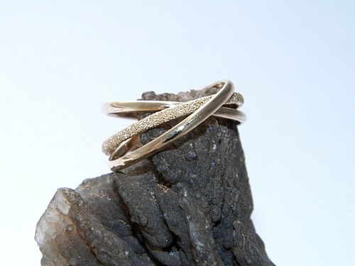 Hand made 10K Yellow Gold Interlocking Triple Band Rolling Ring Russian Wedding - Picture 5 of 12