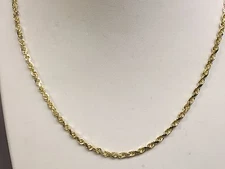 14k Yellow Gold 16" Solid Diamond Cut Rope Pendant Chain Necklace 3mm 9.5 grams