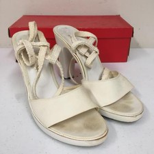Vintage Charles Jourdan 052520 White Size 7.5 AA Sling Back Sandal Heels
