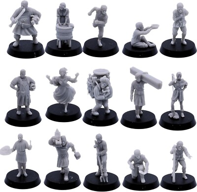 Townsfolk Villagers Set - 15 NPC Miniaturen für Tabletop RPGs 28mm Scale Figur