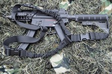 HEAVY DUTY Single one point Bungee Rifle Shotgun Sling with Clasp Covers BLACK