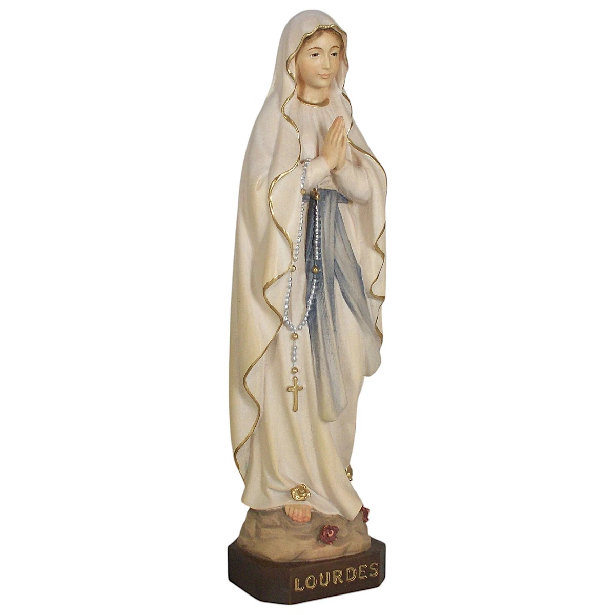 Holz Figur MADONNA LOURDES H 22 cm color neu. Hl. Heilige Maria Muttergottes IN