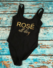 Rose All Day Black One Piece Swimsuit Size M