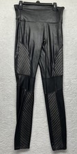 Spanx Womens Size M Black Moto Faux Leather Leggings Pants T2 