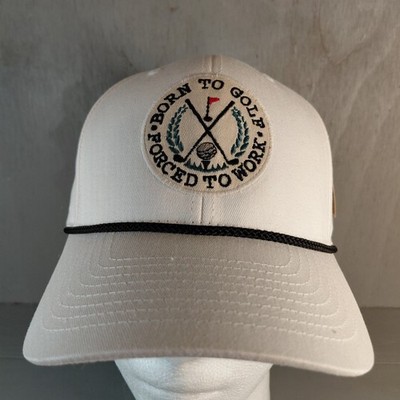 KBETHOS Vintage Hat Born To Golf Forced To Work White Cap Snap Back NWT