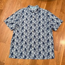 Tommy Bahama Shirt Men's XL Floral Palm Tree Hawaiian 100 Silk Button Up