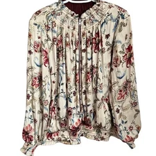 Chico's size 3 Equivalent to XL Silky Floral Zip Front Jccket