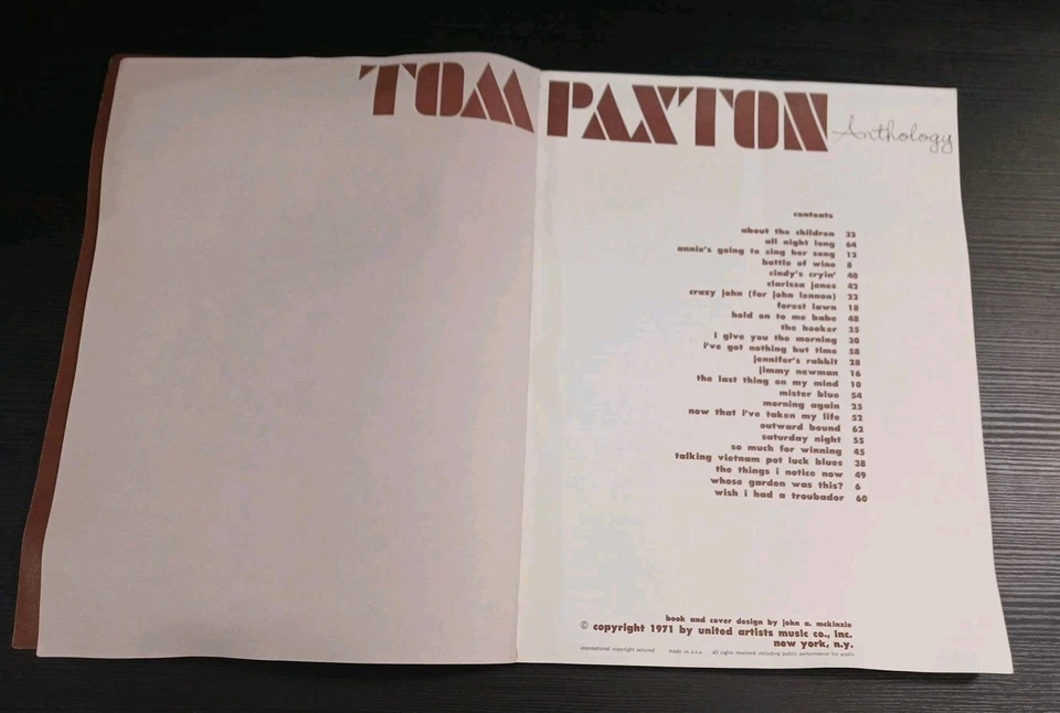 Tom Paxton Anthology Songbook 1971 - Image 4 of 4