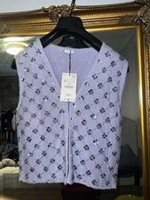Zara size medium lilac sequin knitted sleeveless cardigan festive