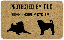 Black Pug Gifts Welcome Mats for Front Door, Funny Dog Door Mat, Protected by Pu
