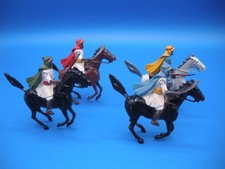Vintage Lot of 4 Toy Soldiers Arab Warriors on Horseback w/ Moving Weapon Arm