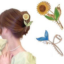 Elegant Hair Claw Clip Rhinestone Hair Barrette for Women Girls Pack of 2
