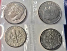 1987P & D BU Roosevelt Dimes, Two Coins in OM Cello