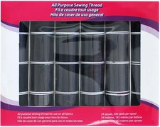 Allary 24 Pack 200 Yard Spools All Purpose Sewing and Quilting Thread (Black)