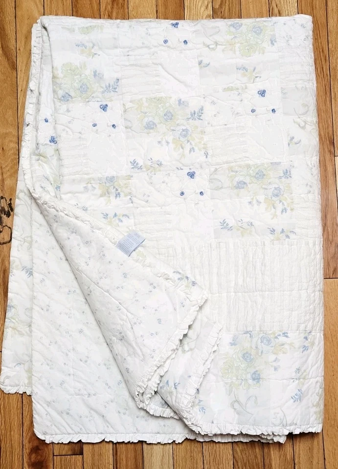 Просто потертый шик британская роза вышитая оборка пэчворк покрывало Twin читать - Изображение 2 из 4