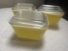 Set Of 3 Pyrex Yellow Refrigerator Dishes with Lids 1.5 1 1/2 Cup Vintage