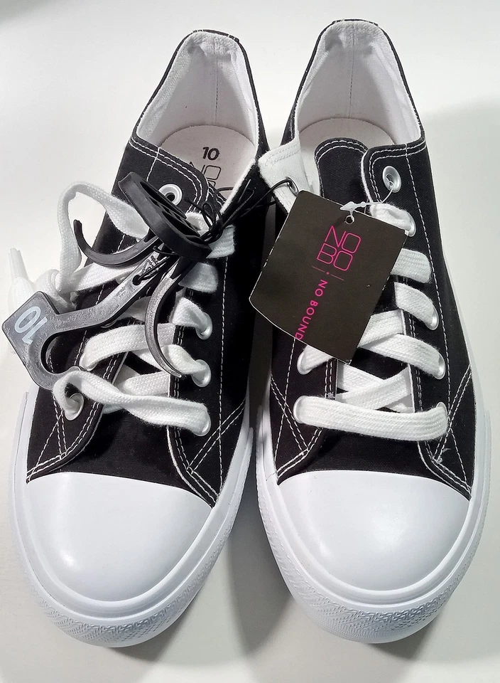 NOBO Adulto B & W Talla 10 Cordones Algodón Espuma con Memoria Tenis Zapatos Nuevos con Etiqueta Foto 3 de 4