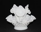 FENTON MILK GLASS HOBNAIL MINIATURE 3 HORN EPERGNE SET