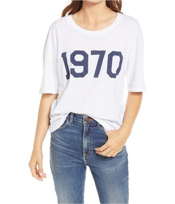 Treasure & Bond Womens 1970 Graphic T-Shirt, white, S