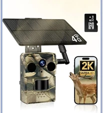 4G Cellular Trail , 5W Solar Panel Game Cameras with 940nm No-Glow Night Visi...