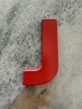Letter J Red Wood Holiday Time Monogram Ornament Craft, Made of Wood NWT