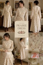 Vintage Prairie Floral Lace Maxi Dress Cottagecore Victorian Romantic