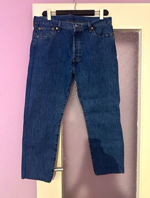 Levi's 501 Herren Jeans Blau Denim Regular gerades Bein W36 L32 mittl. Waschung