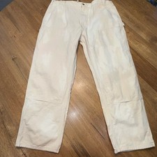 CARHARTT B04 NATURAL MEN'S CARPENTER PANTS 42X30 UNION USA MADE Distressed Read