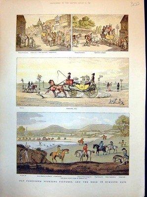 Antiker alter Druck Royal Hunt Time George Iii Wechselpferde Barouche 1891 19.