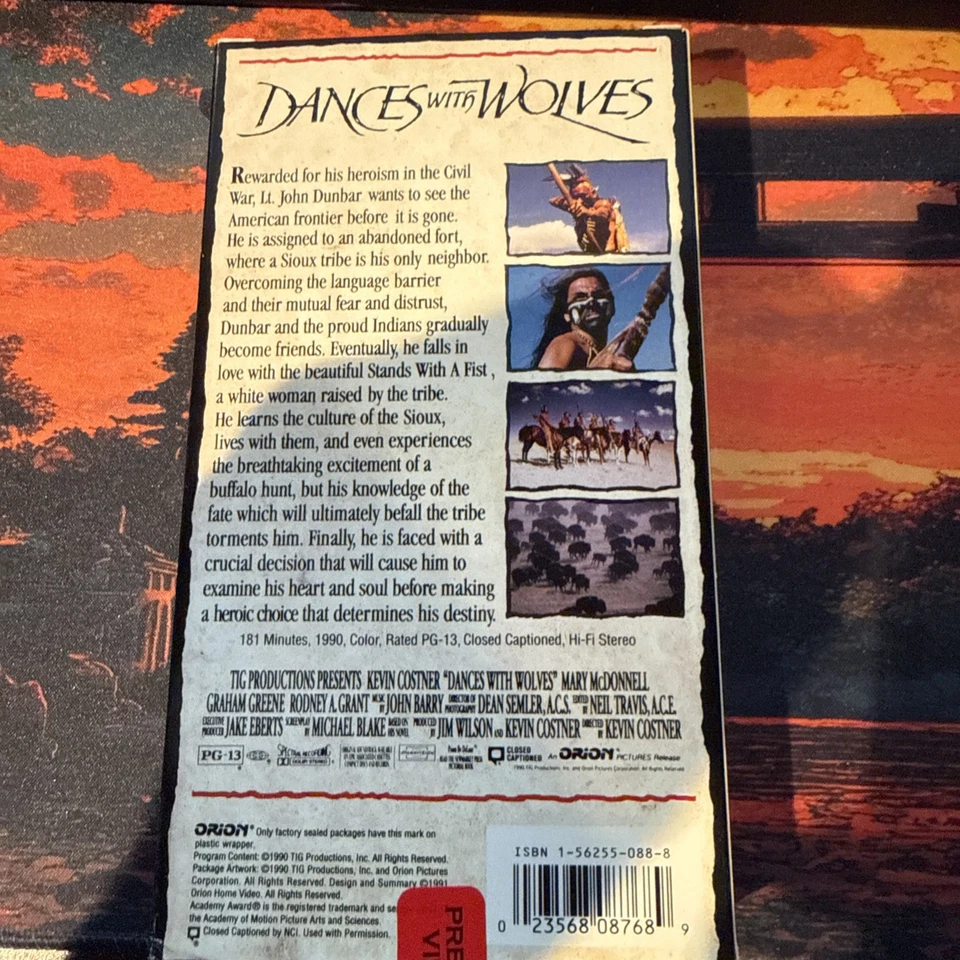 Vintage Dances With Wolves VHS TESTED - Image 2 of 2