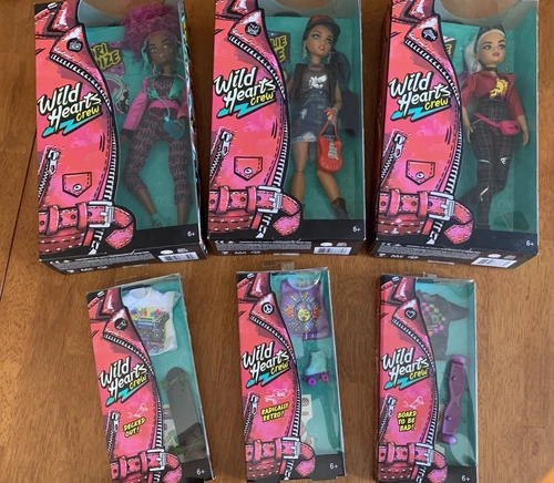 3 New Wild Hearts Crew Dolls and 3 New Accessories Boxes Cori, Charlie, & Rallee