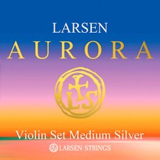 Larsen Strings Aurora Violin String Set 44 Size Silver D Medium Gauge, Ball End
