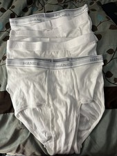 Vintage Hanes Briefs Cotton Underwear Tighty Whities Mens Size Large Lot Of 4