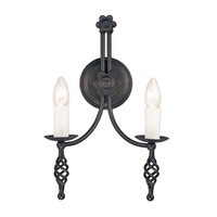 Wandlampe Leuchte Flurlampe Klassisch Kerzenlampe Stahl Schwarz H 40Cm 2 Flammig