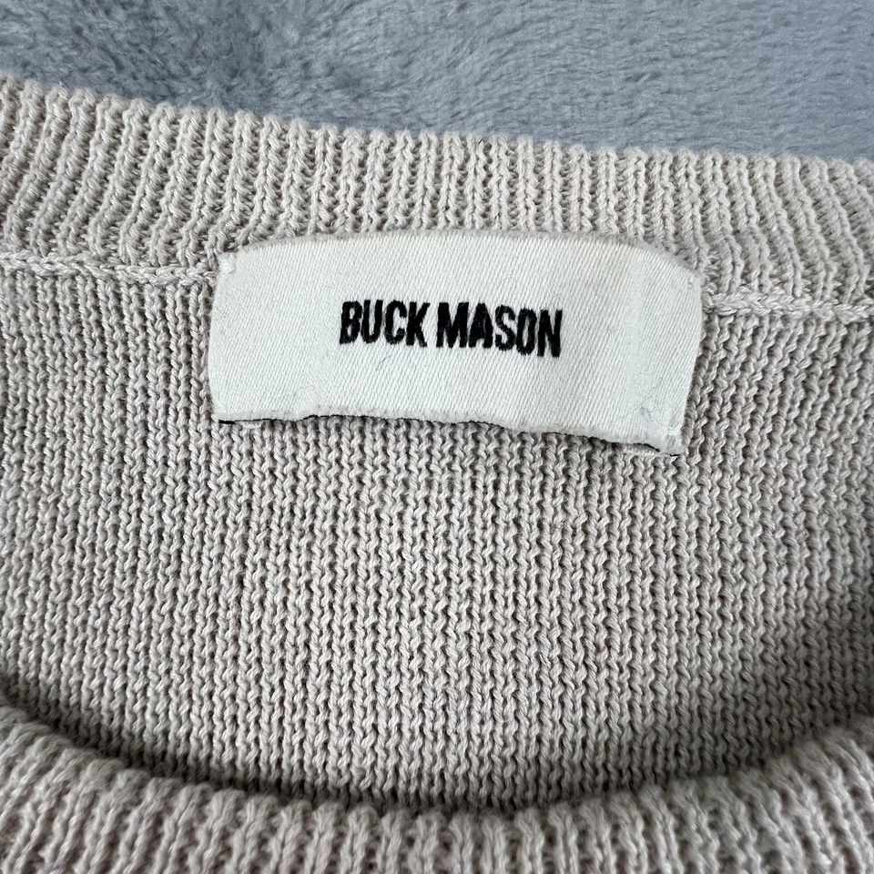 Suéter Buck Mason Para Hombres XL Beige Lino Algodón Tejido Cuello Redondo Pullover Raglán Foto 2 de 4