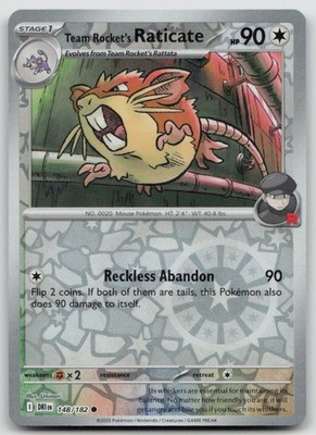 Team Rocket's Raticate 148/182 Common Destined Rivals Pokemon Reverse Holo NM