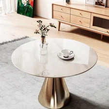 36"Inch Round Tempered Glass Table Top with marble design,DIY Replacement&Cover