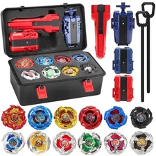 X Battling Top Gyro Toy Set, 12 Spinning Tops, 3 Launchers with Storage Box, ...