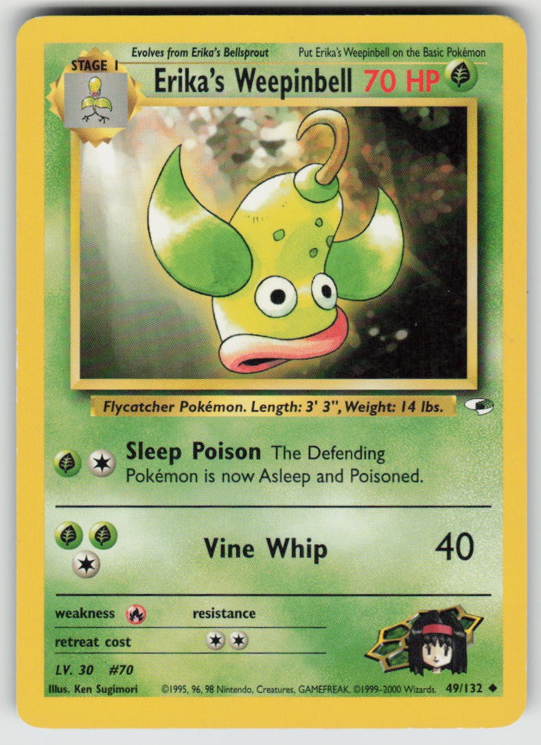 Erika's Weepinbell 49/132 Uncommon Gym Heroes Pokemon Unlimited MP