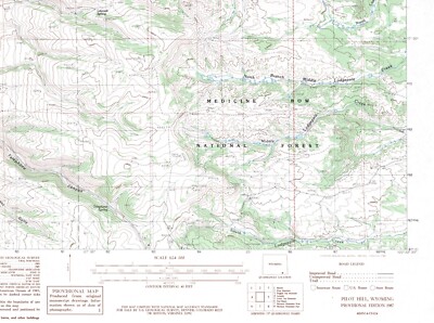 Pilot Hill Quadrangle Wyoming 1987 USGS Topo Map 7.5 Minute Topographic